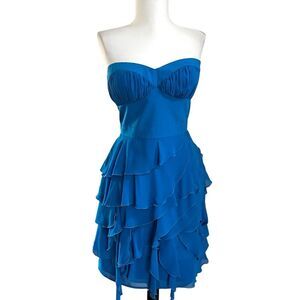 GUESS Y2K Strapless Corset Mini Dress Sz 10 Ruffled Grunge Whimsigoth Party